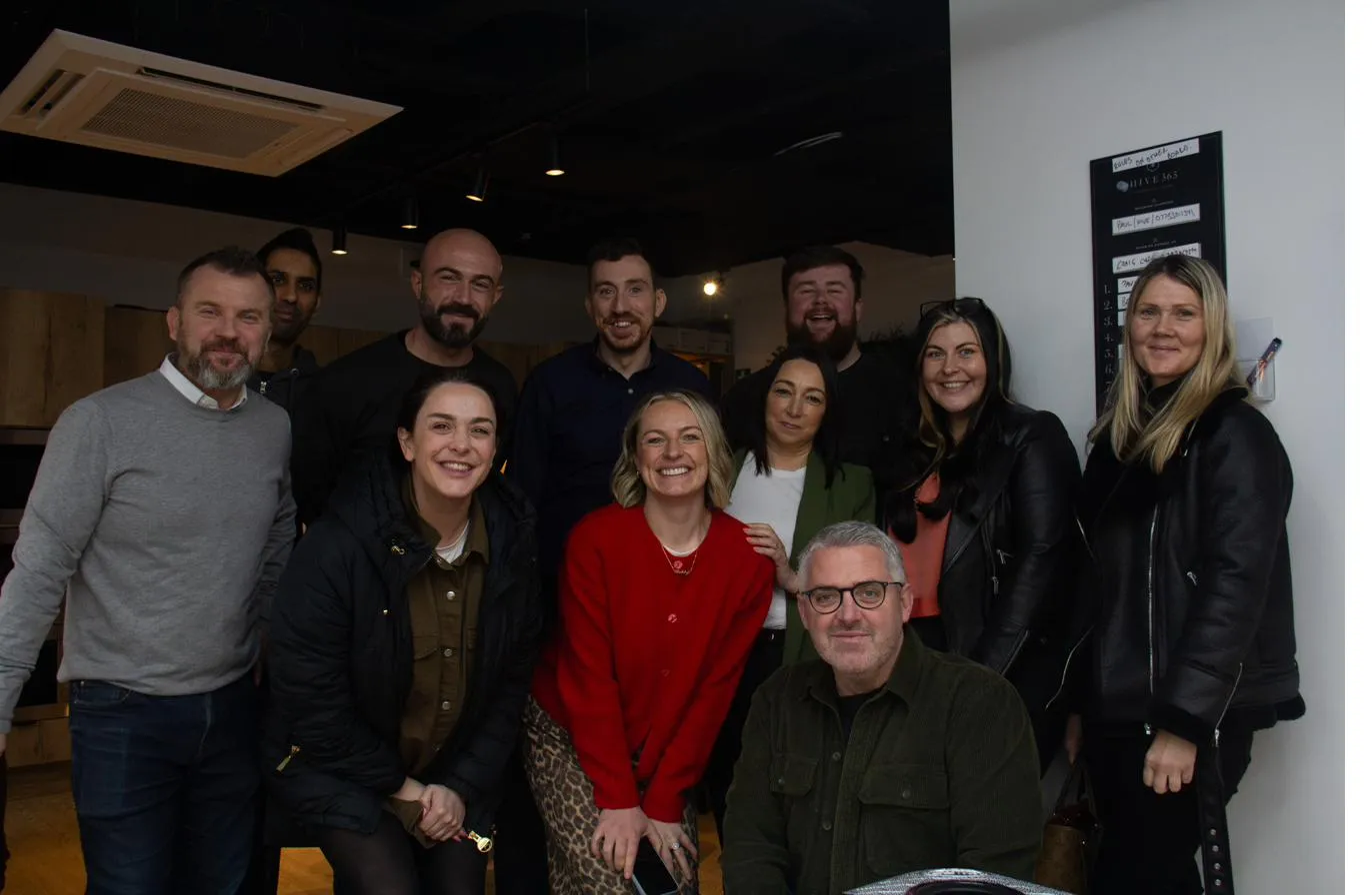 Group photo of Handforth Business Network members at Hive 365